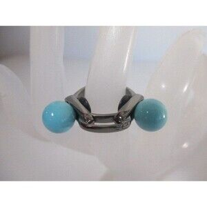 JOOMI LIM Silver Light Blue Ball Link Ring Size 5 NIP $181